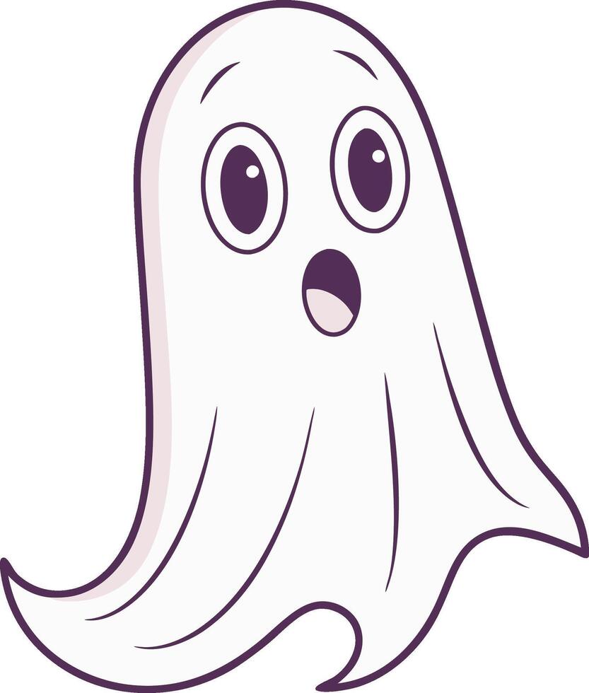 Minimalist Ghost Boo with Surprised Expressio sketch artn vector