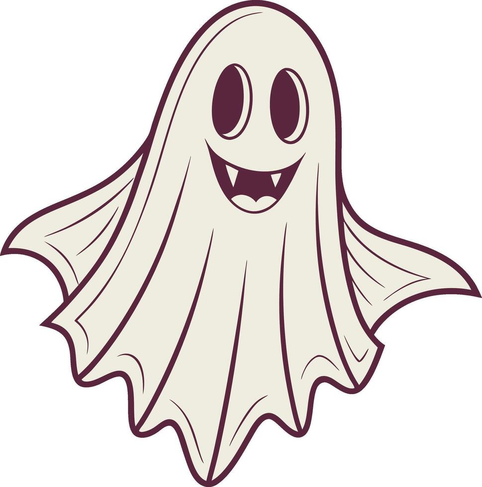 Vintage Retro Ghost with Spooky Boo Grin and Wavy Arms vector