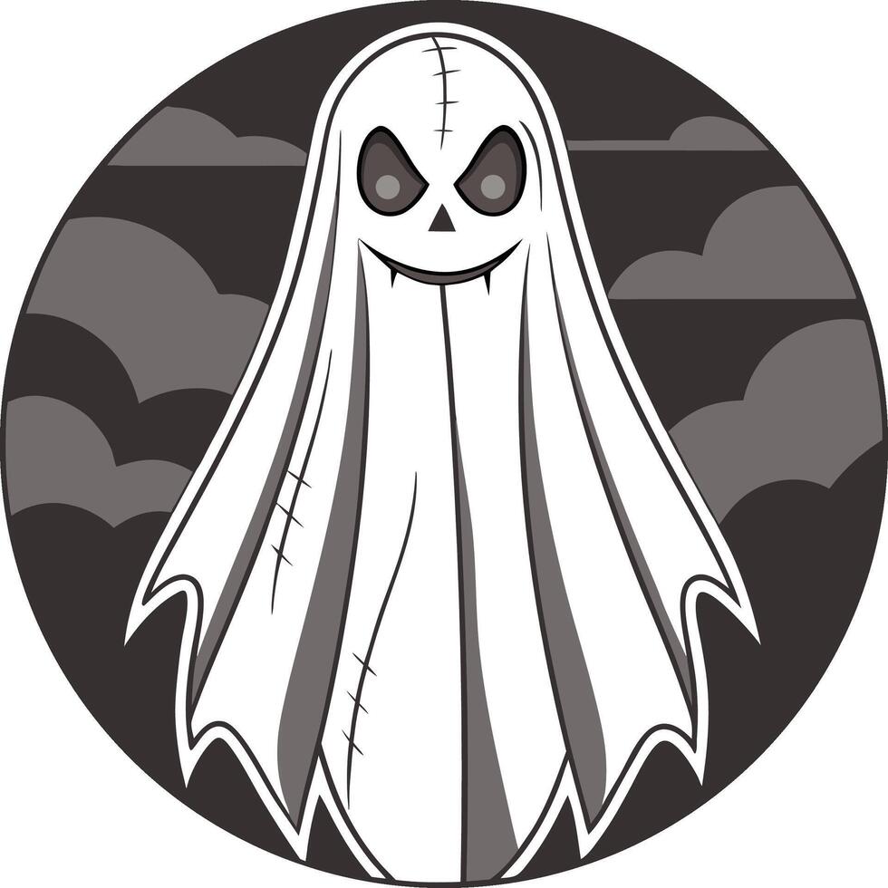 Gruesome Ghost with Stitches and Torn Fabric Halloween Design vector