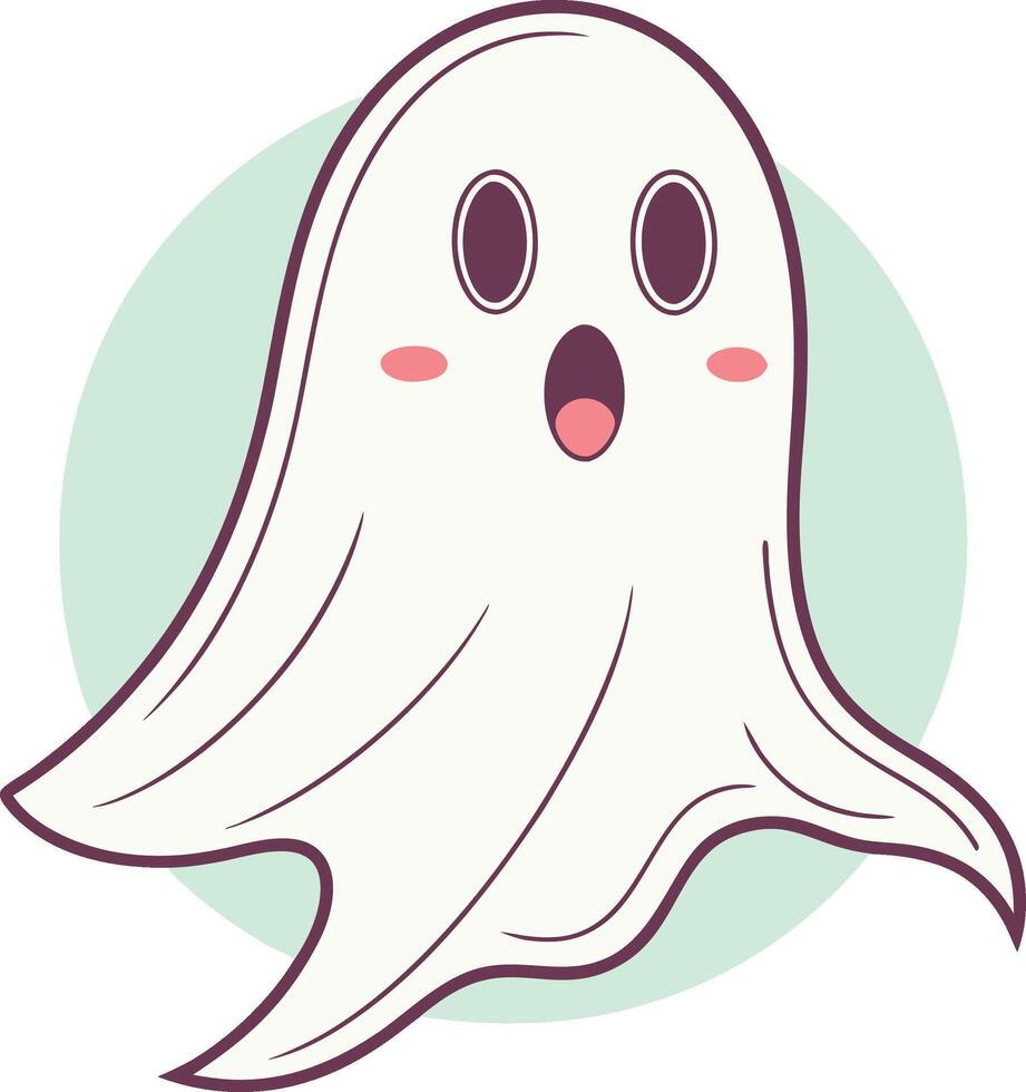 Minimalist Ghost Boo with Surprised Expressio sketch art illustrationn vector