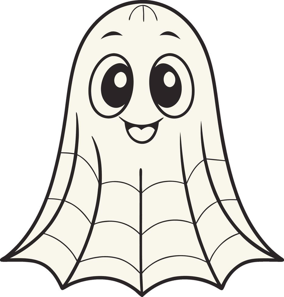 Cartoon Boo Style Illustration of a Friendly unique Ghost vector