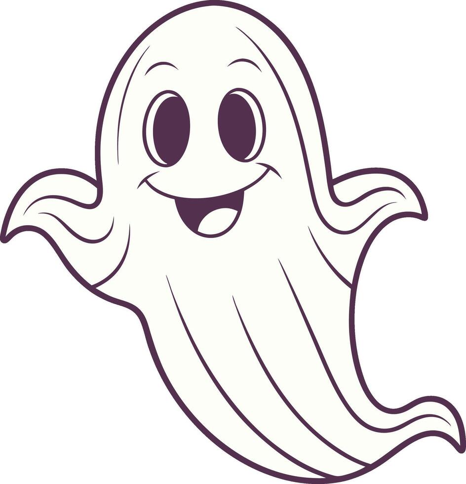 Playful Retro Ghost Boo with Cheeky Grin and Wavy Tail vector