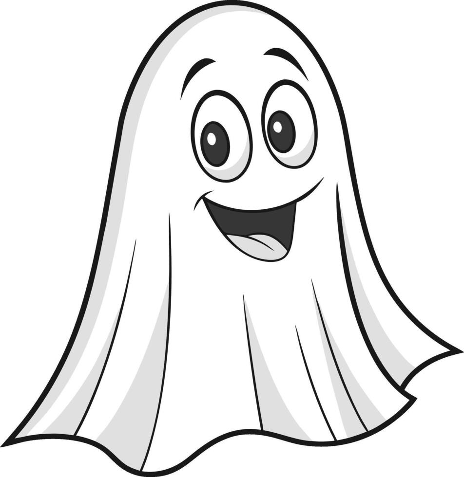 Cartoon Boo Styles Halloween Ghost with Friendly Expression vector