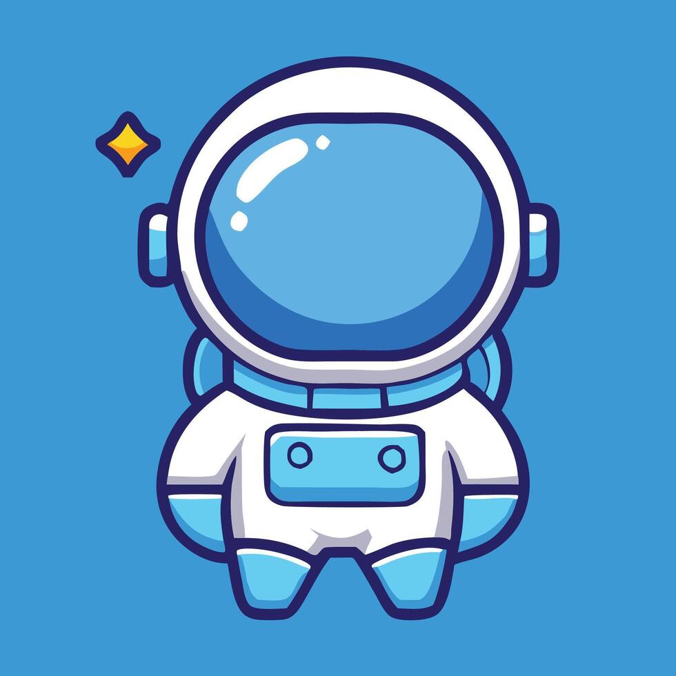 Cute Astronaut Cartoon Character Isolated On Blue Background Illustration vector