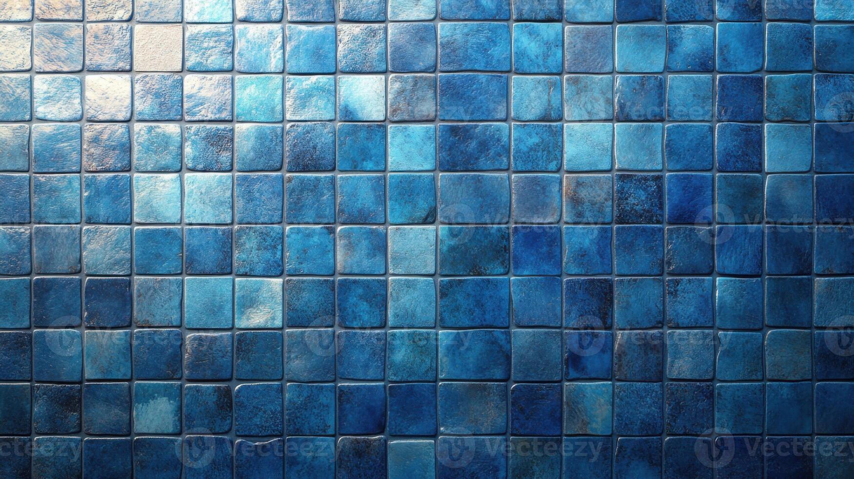 Textured blue tiles create a vibrant and artistic background in this contemporary setting photo