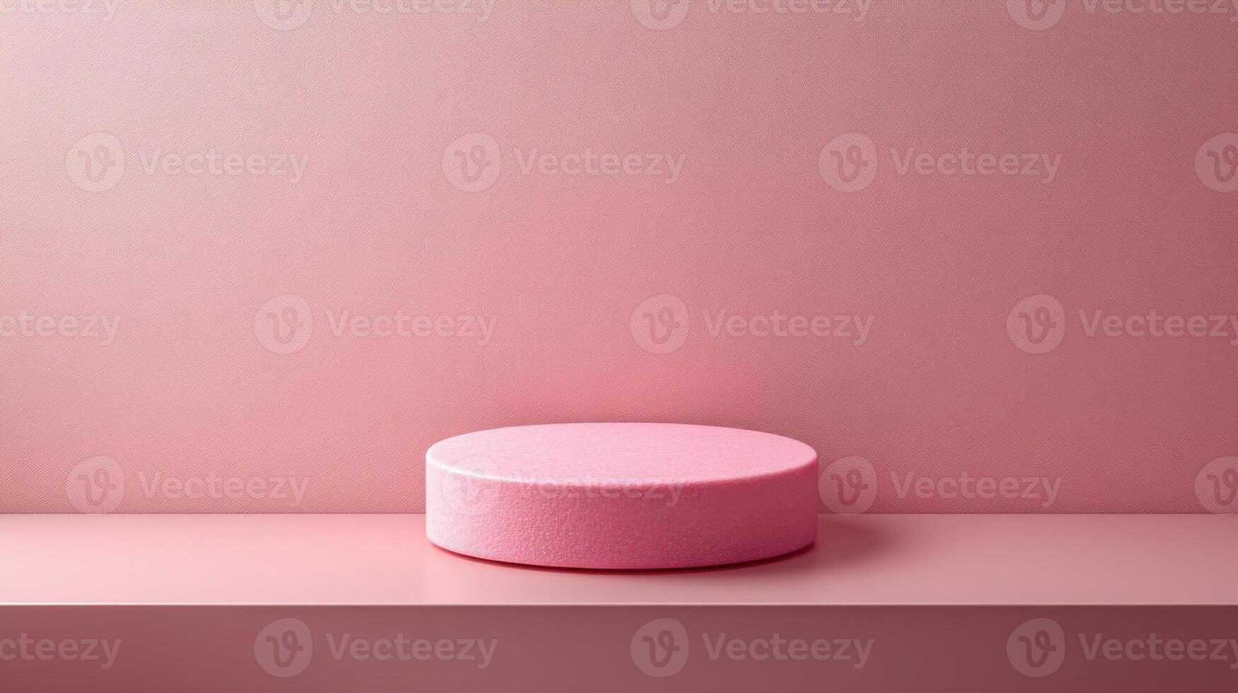 Soft pink circular display on a clean flat surface against a uniform pink backdrop for stylish visual presentations photo