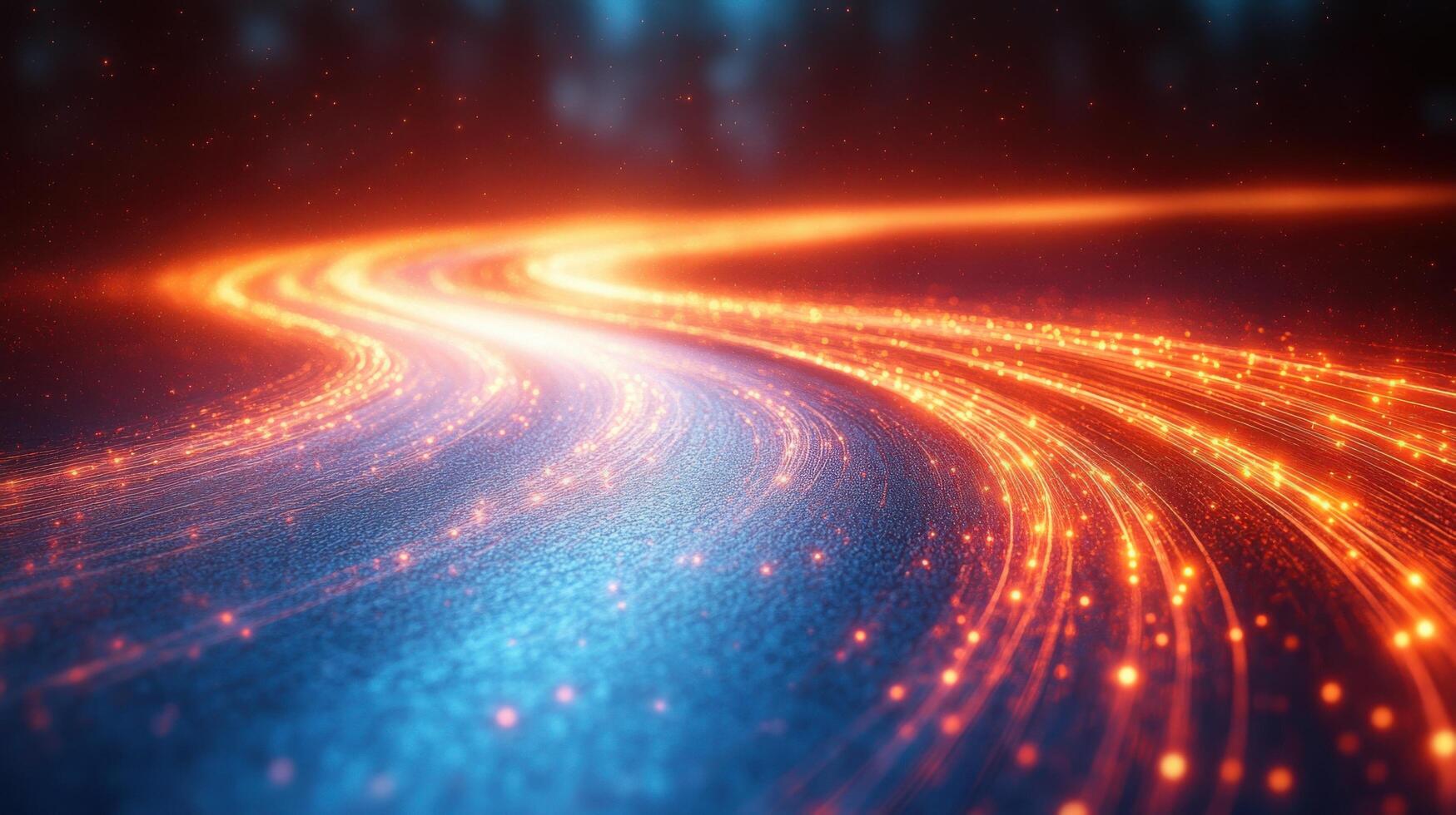 Vibrant light trails weave through dark space creating an enchanting visual experience at night photo