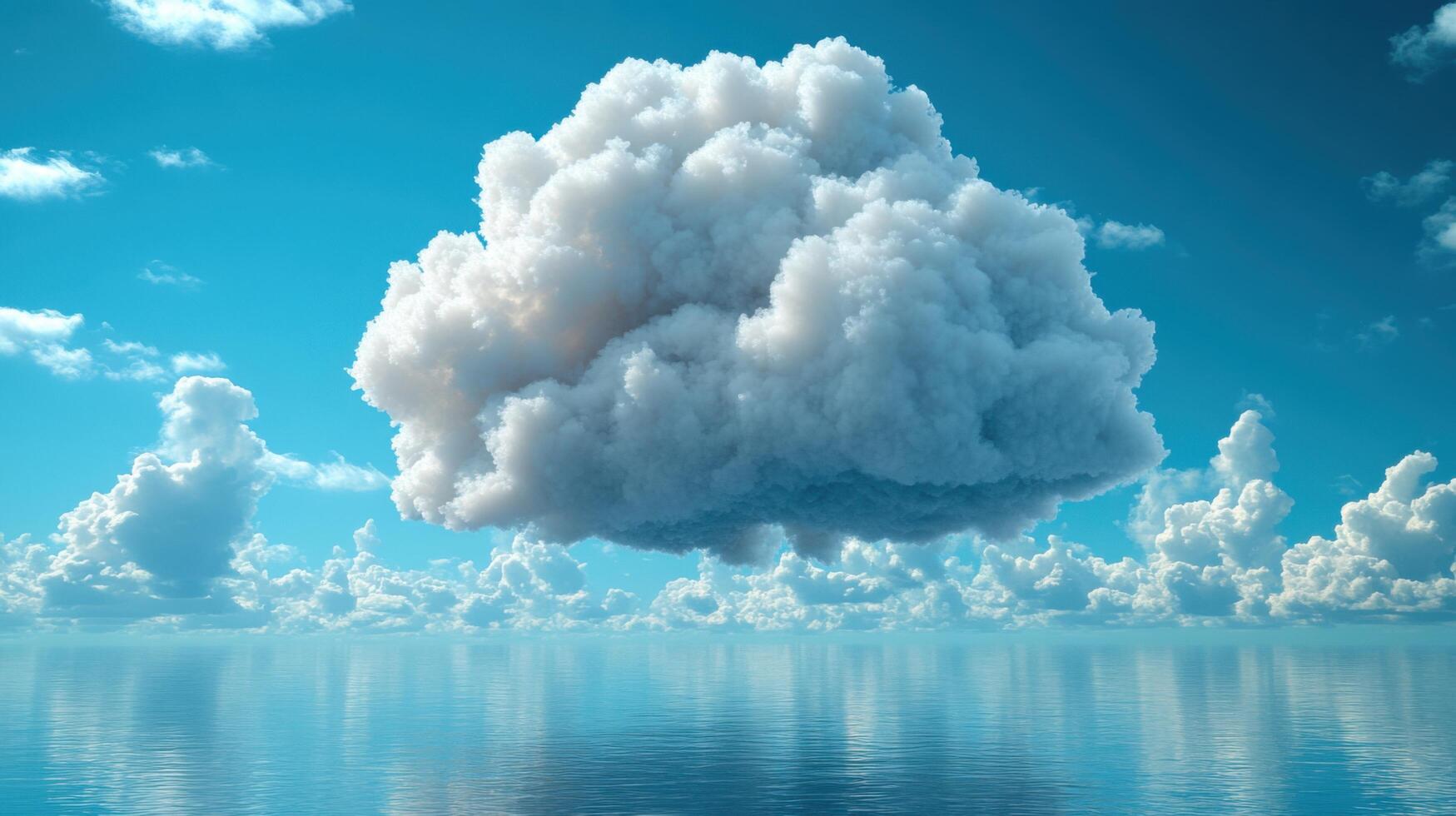 Cloud floating over calm ocean waters under a clear blue sky during daytime with soft waves reflecting sunlight photo