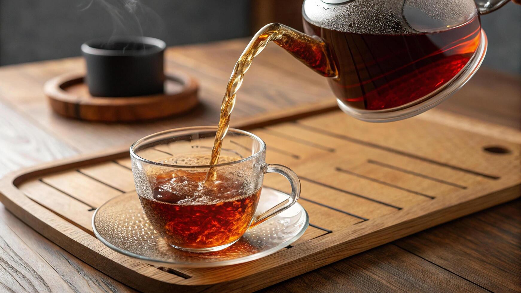 Tranquil Tea Time on Rustic Wooden Table photo