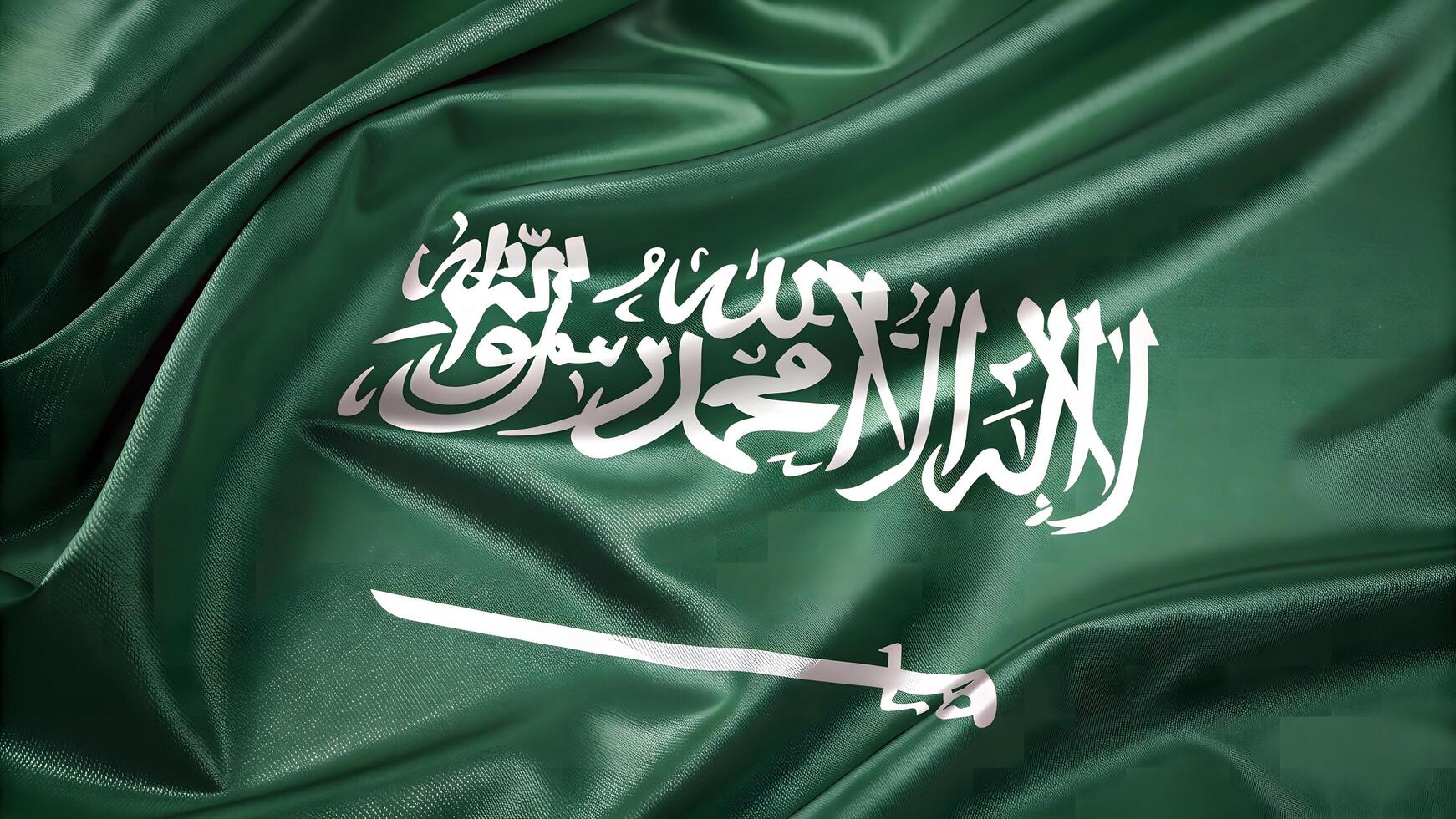 Realistic 3D render of Saudi Arabia flag with glossy fabric texture patriotic symbol of national unity photo