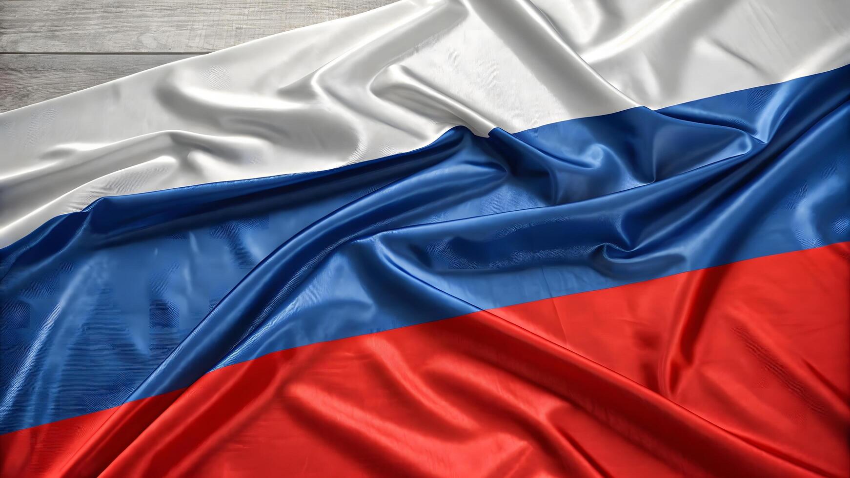 Waving Russia flag in smooth shiny fabric white blue and red in high quality 3D photo