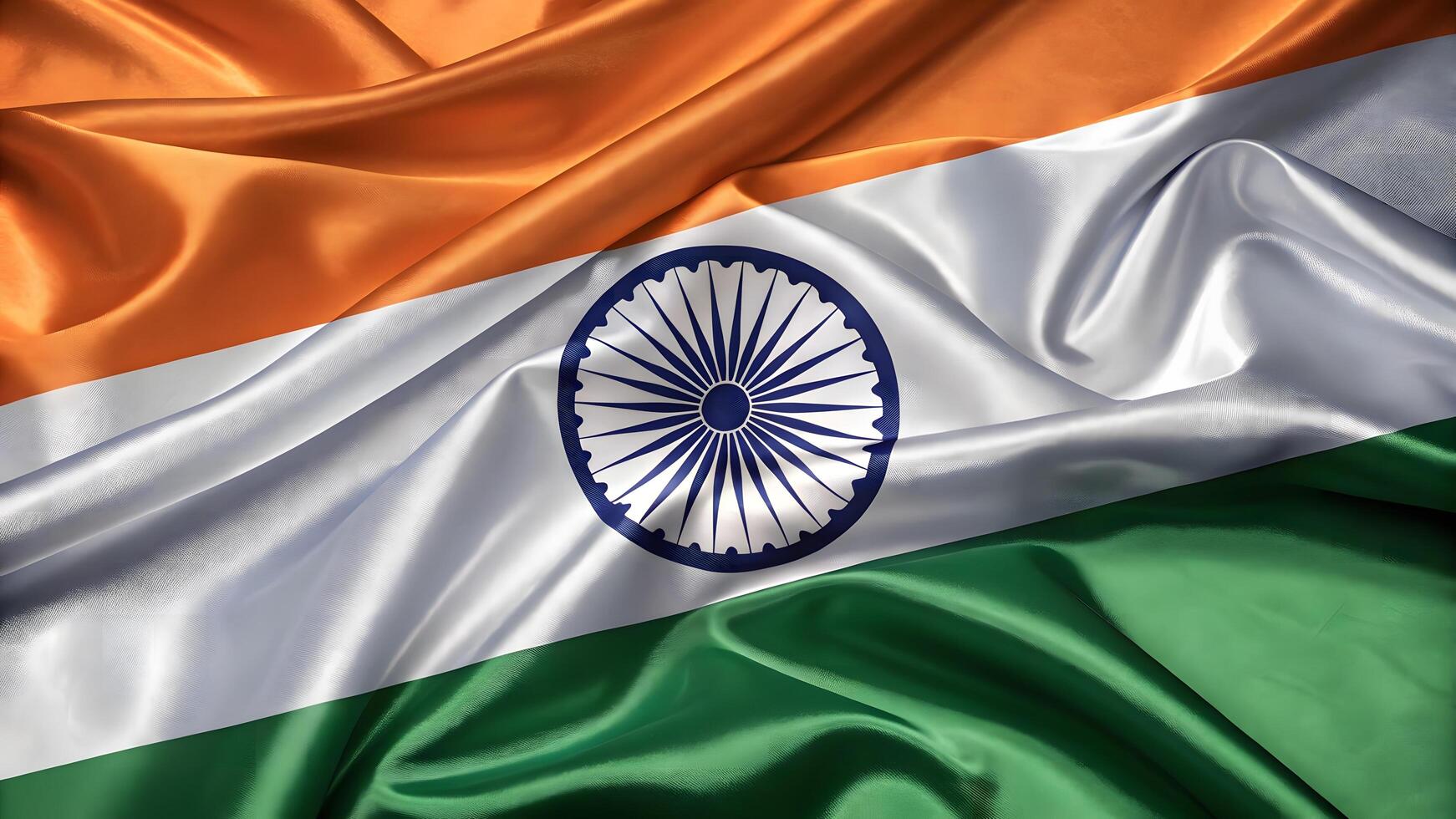 Vibrant India flag with glossy textile 3D rendering of patriotism and national pride photo