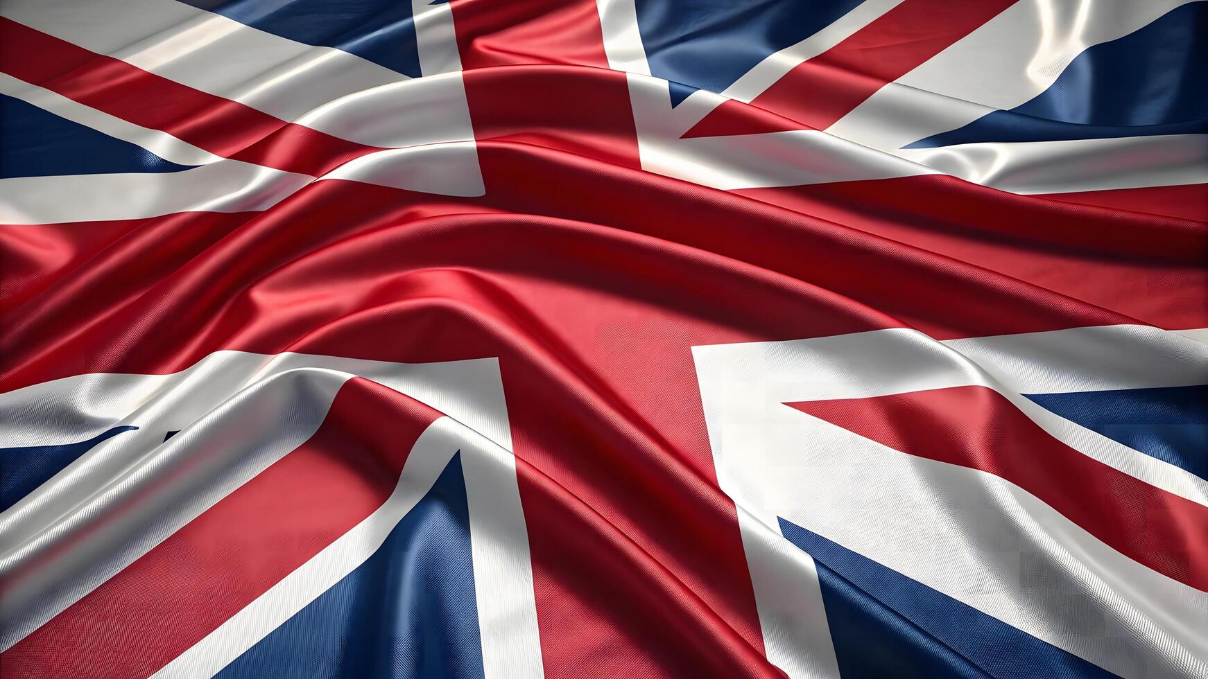 Realistic 3D render of UK flag with glossy fabric texture patriotic symbol of national unity photo