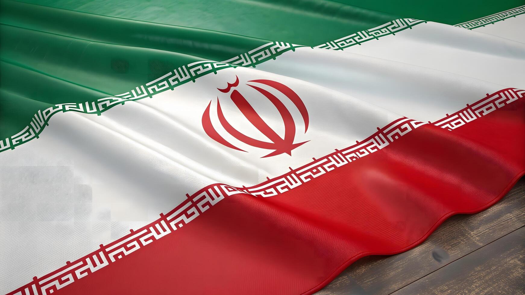 Realistic 3D render of Iran flag with glossy fabric texture patriotic symbol of national unity photo
