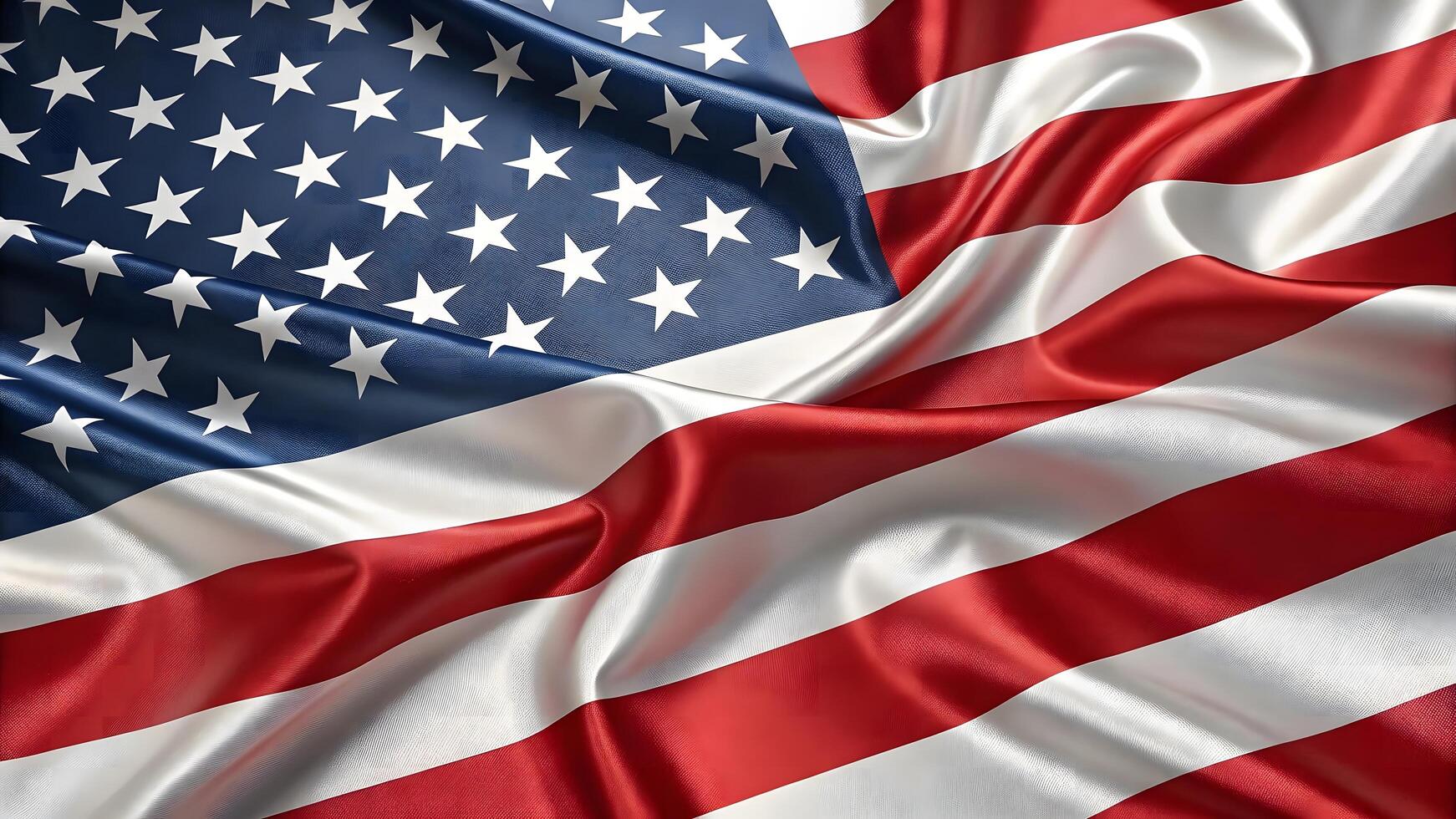 Realistic 3D render of USA flag with glossy fabric texture patriotic symbol of national unity photo