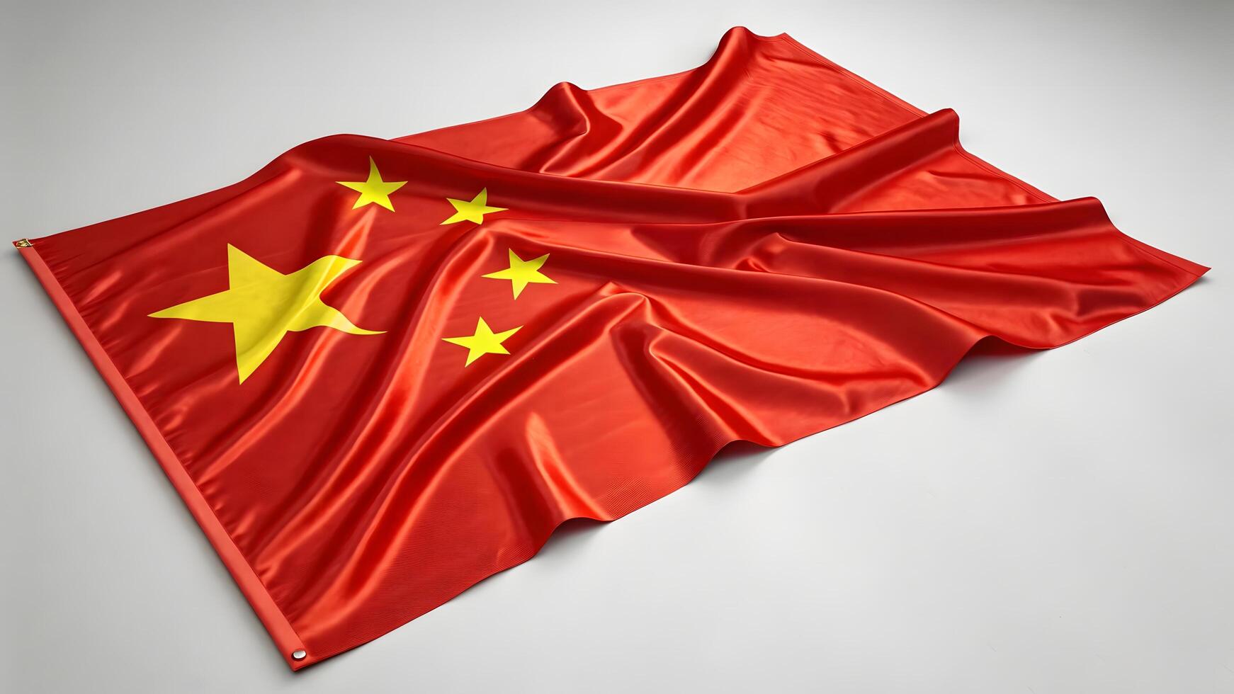 Realistic 3D render of China flag with glossy fabric texture patriotic symbol of national unity photo