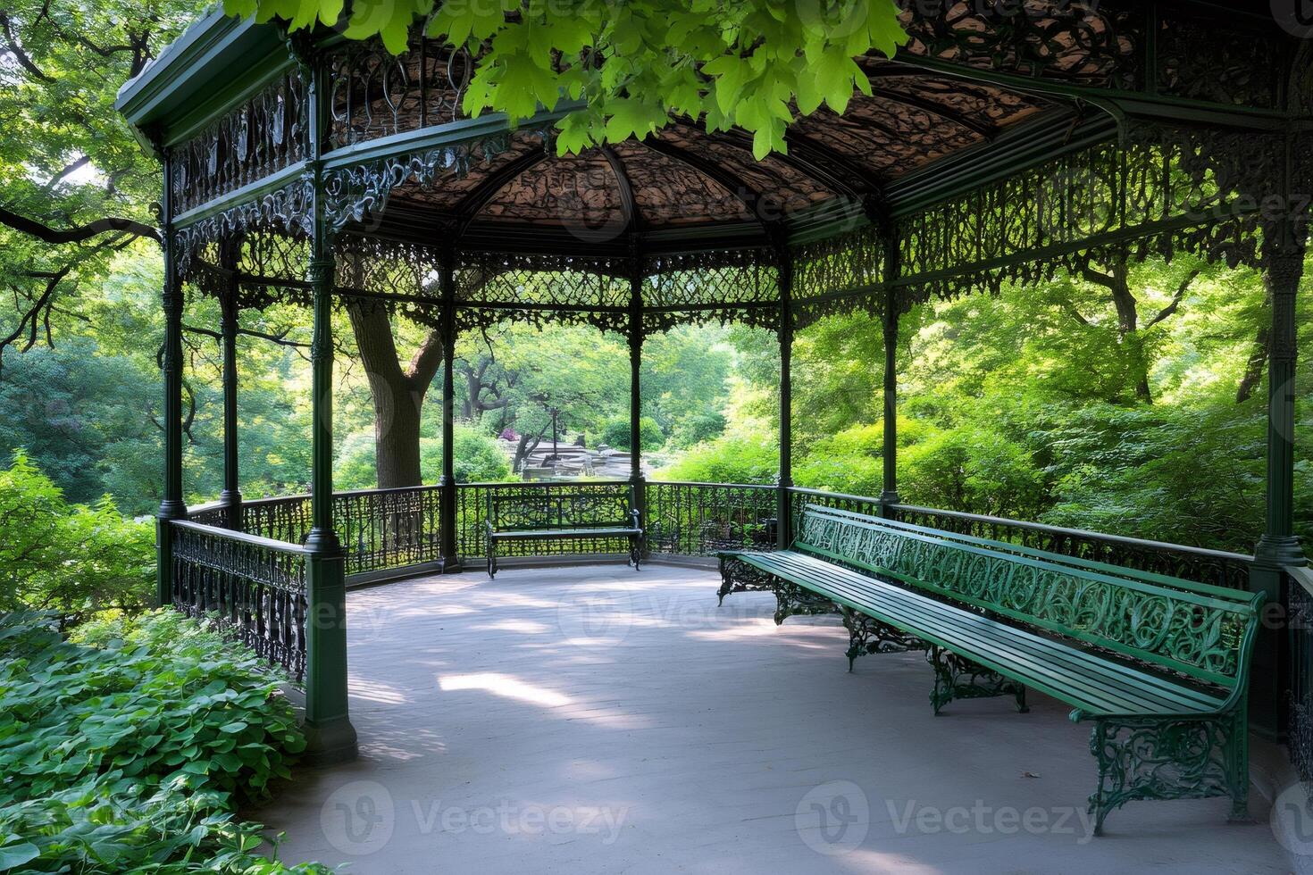 Ornate Victorian Gazebo inviting visitors to relax in Central Park photo