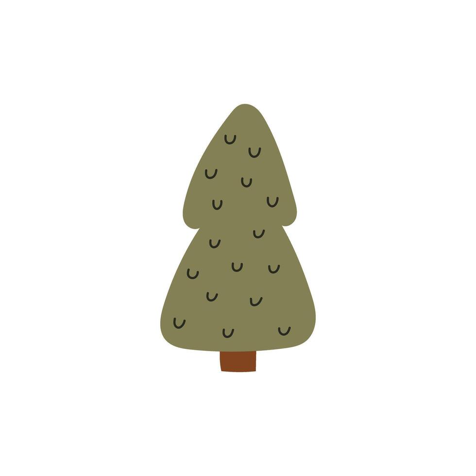 Naive simple green tree. Autumn tree abstract illustration vector