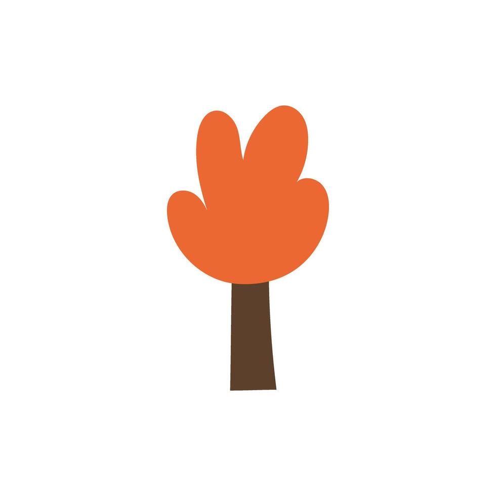 Naive simple red tree. Autumn tree abstract illustration vector