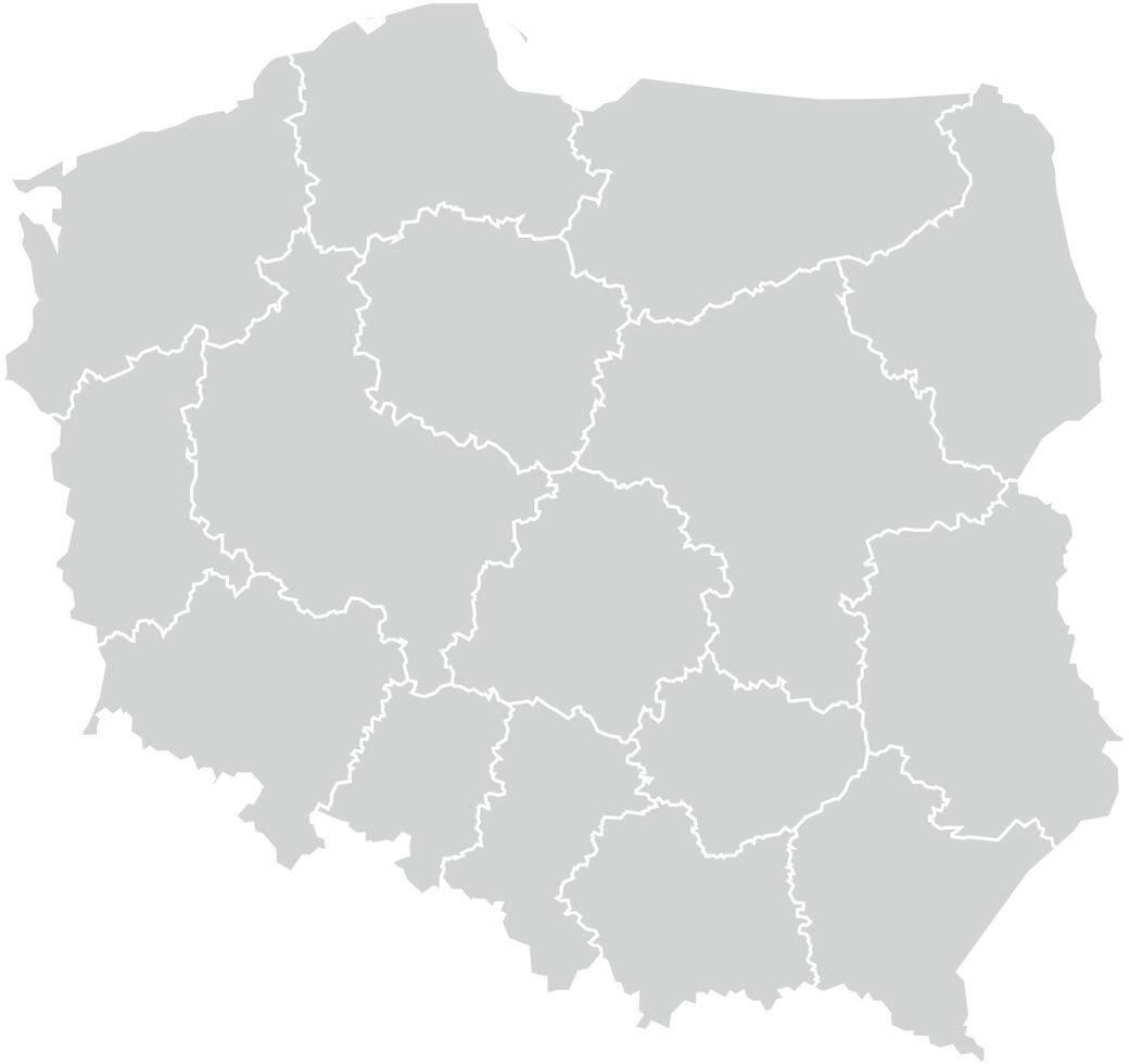 Grey with White Outline Poland Map with District Borders Europe Country vector