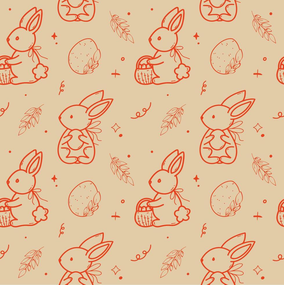 Easter Bunny and Eggs Seamless Pattern Design vector