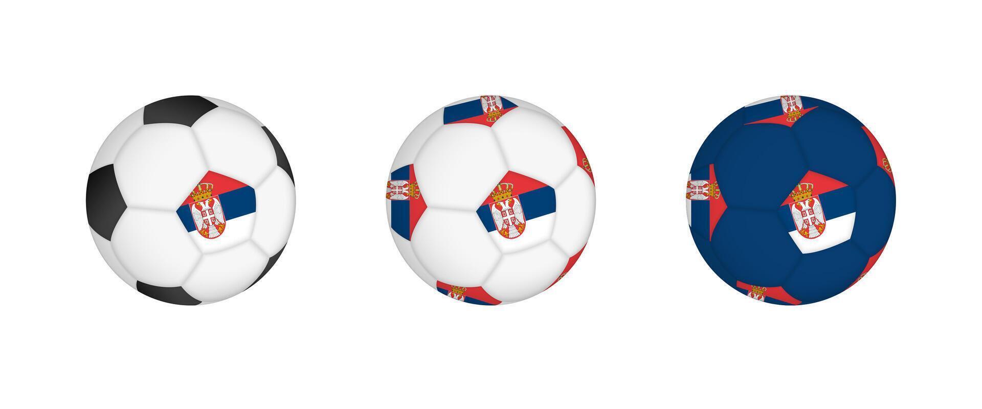 Collection football ball with the Serbia flag. Soccer equipment mockup with flag in three distinct configurations. vector