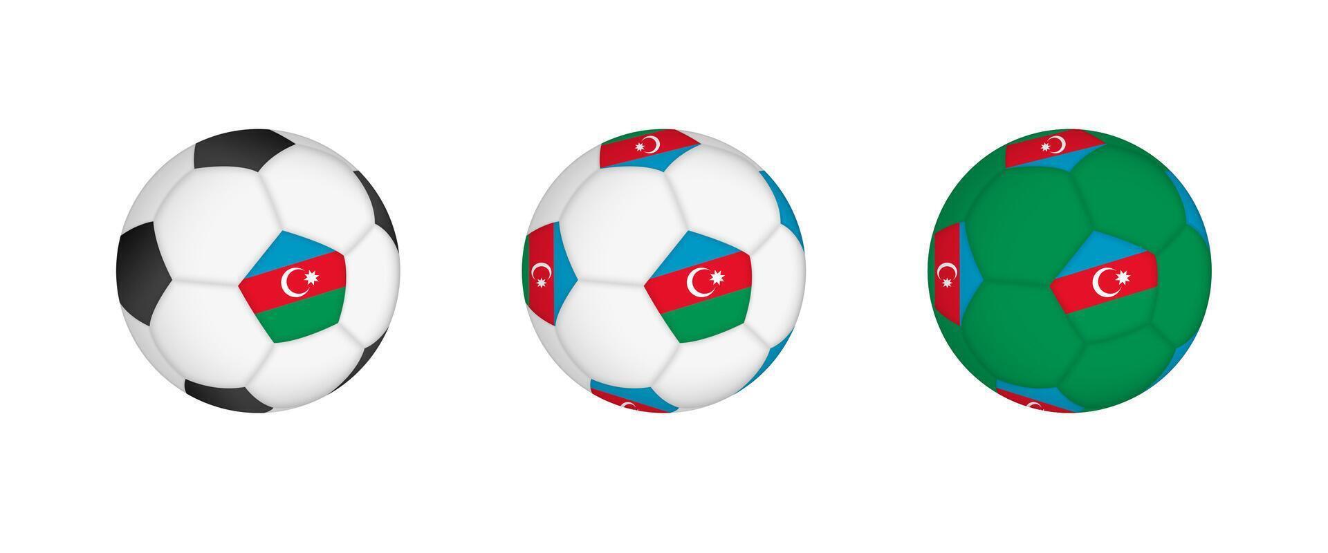 Collection football ball with the Azerbaijan flag. Soccer equipment mockup with flag in three distinct configurations. vector