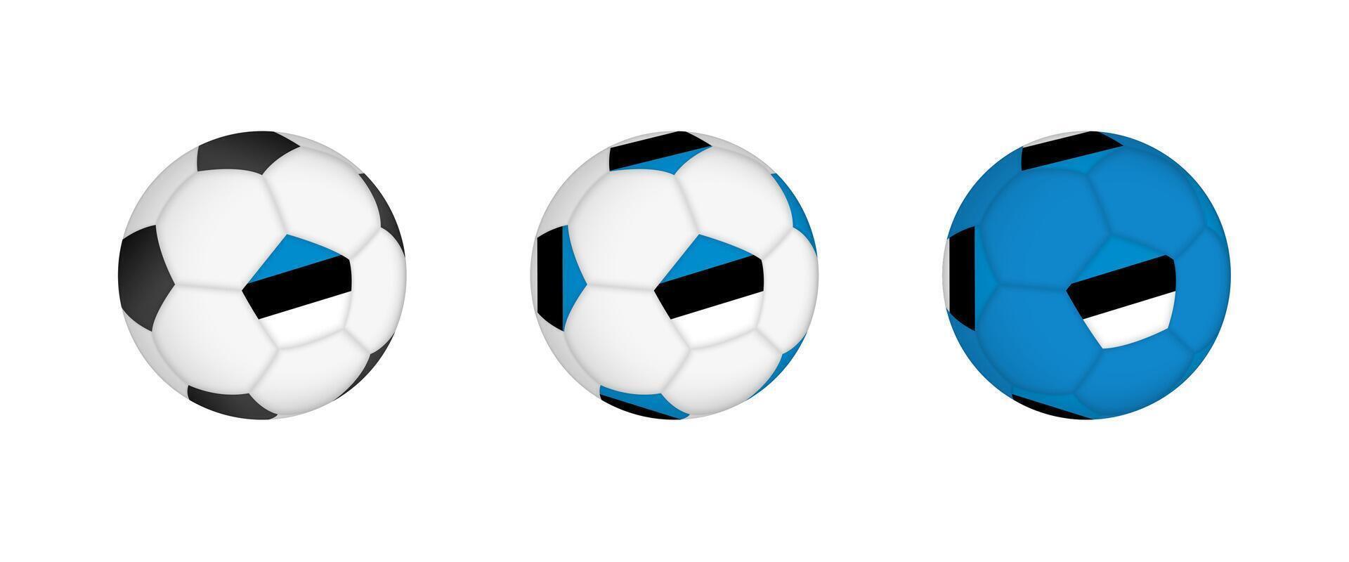Collection football ball with the Estonia flag. Soccer equipment mockup with flag in three distinct configurations. vector