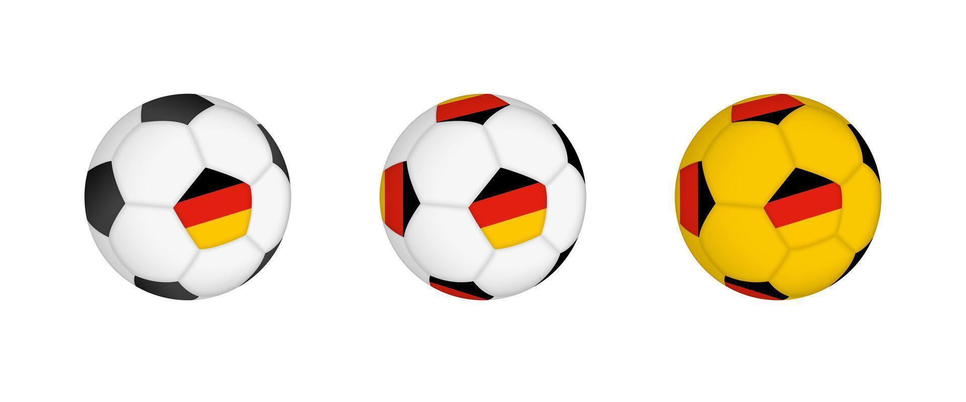 Collection football ball with the Germany flag. Soccer equipment mockup with flag in three distinct configurations. vector