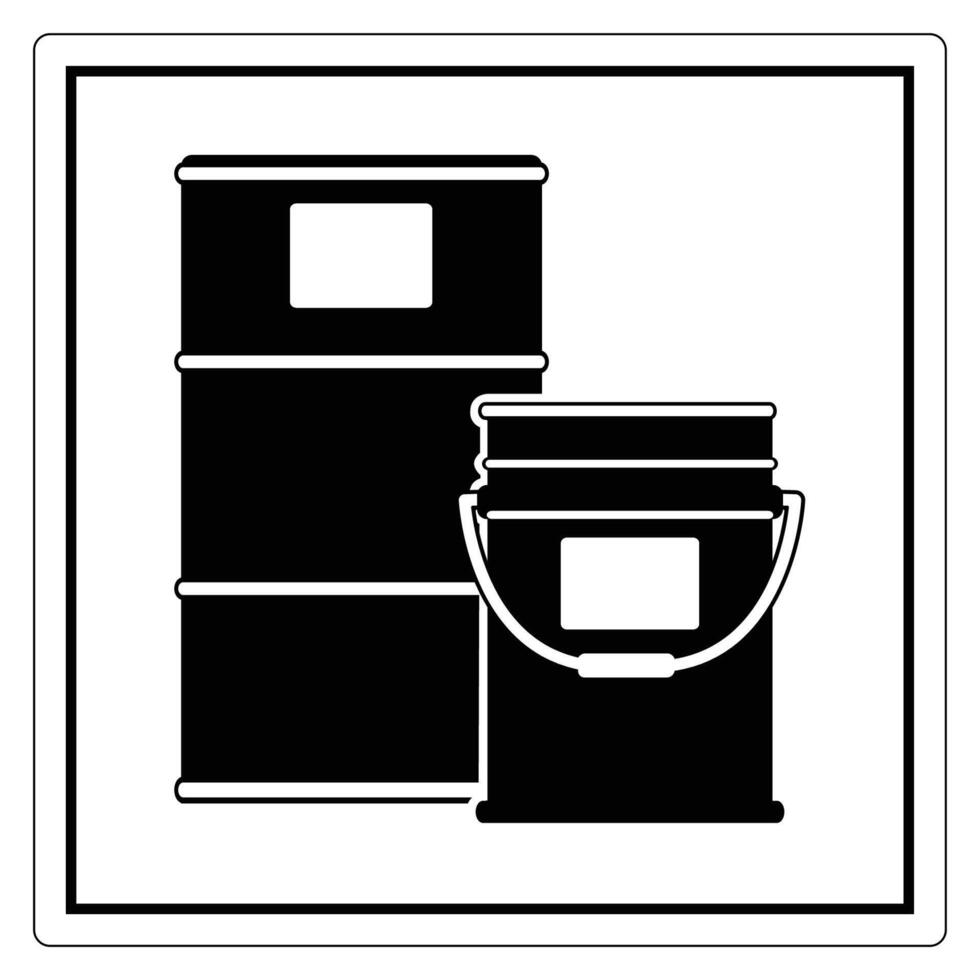 Black and White Illustration of Oil Barrel and Paint Can on a Square Background vector