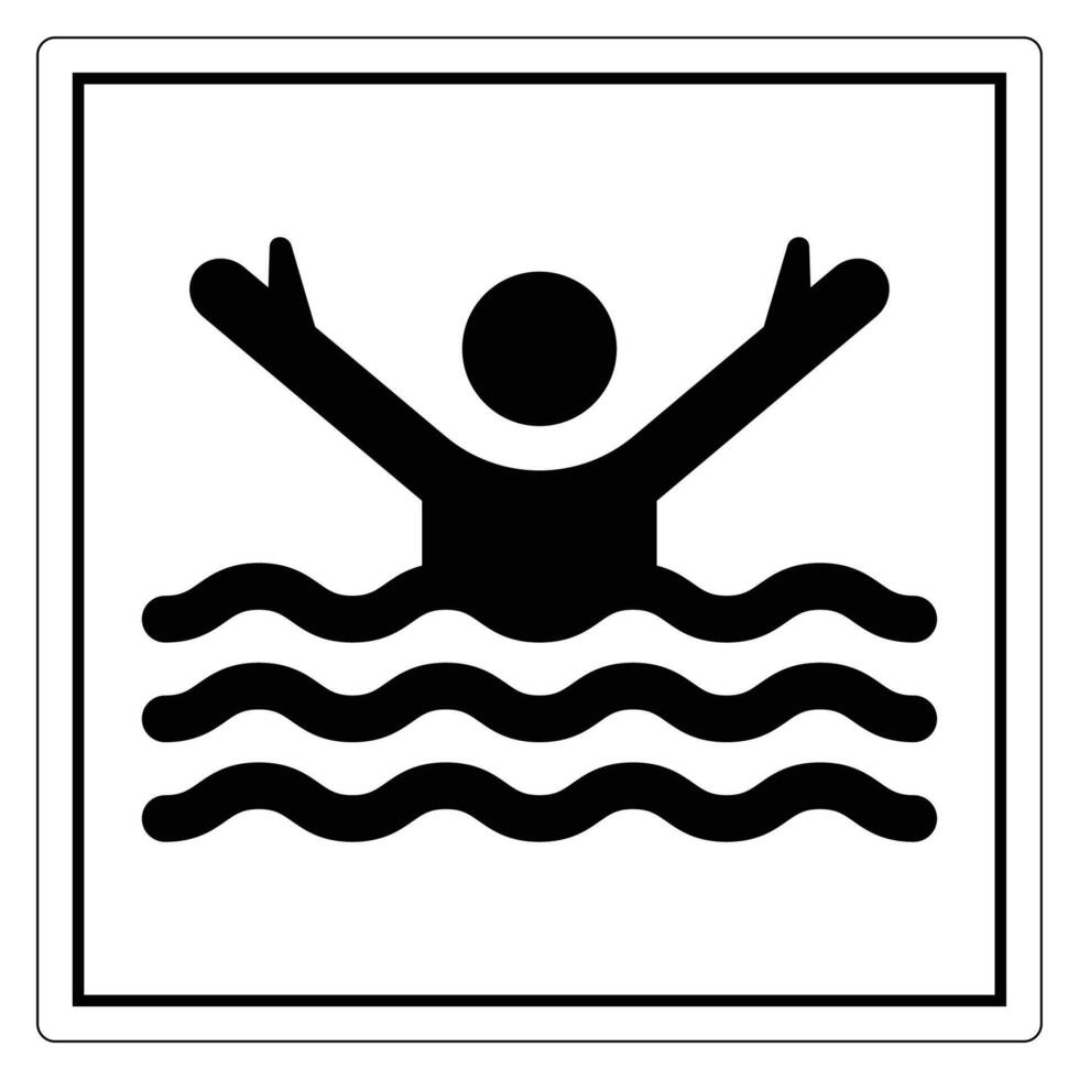 Swimming Symbol with Person in Water and Raised Arms for Safety Signage Use vector