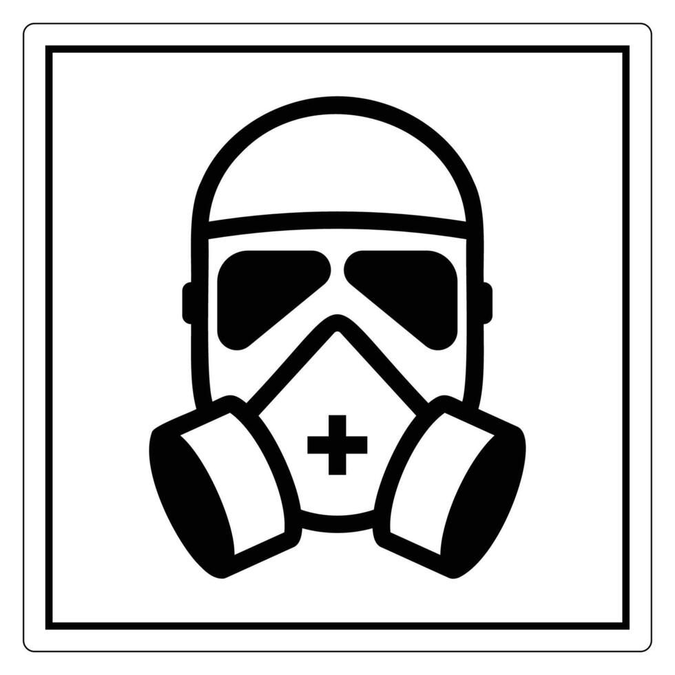 Black and White Illustration of a Protective Gas Mask with Cross Symbol vector