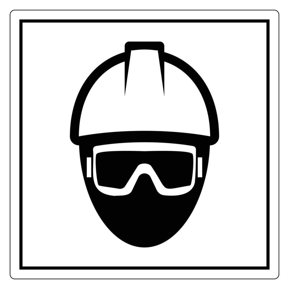 Safety Icon with Hard Hat and Goggles for Construction and Industrial Settings vector