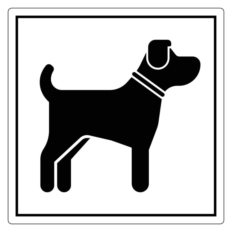 Black Silhouette of a Standing Dog in a Square Frame Ideal for Animal-Themed Designs vector
