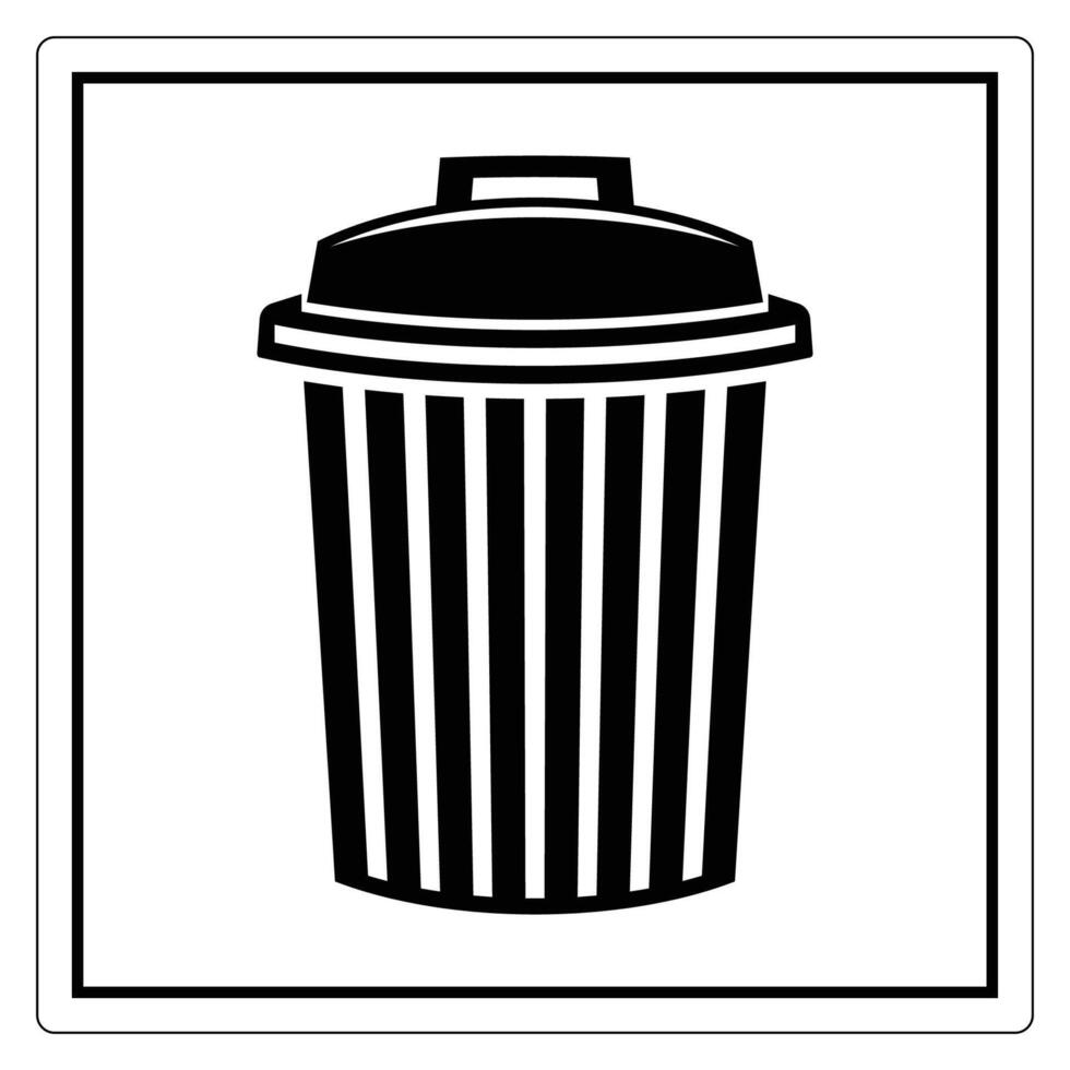 Black and White Illustration of a Trash Bin Icon for Waste Management Design vector