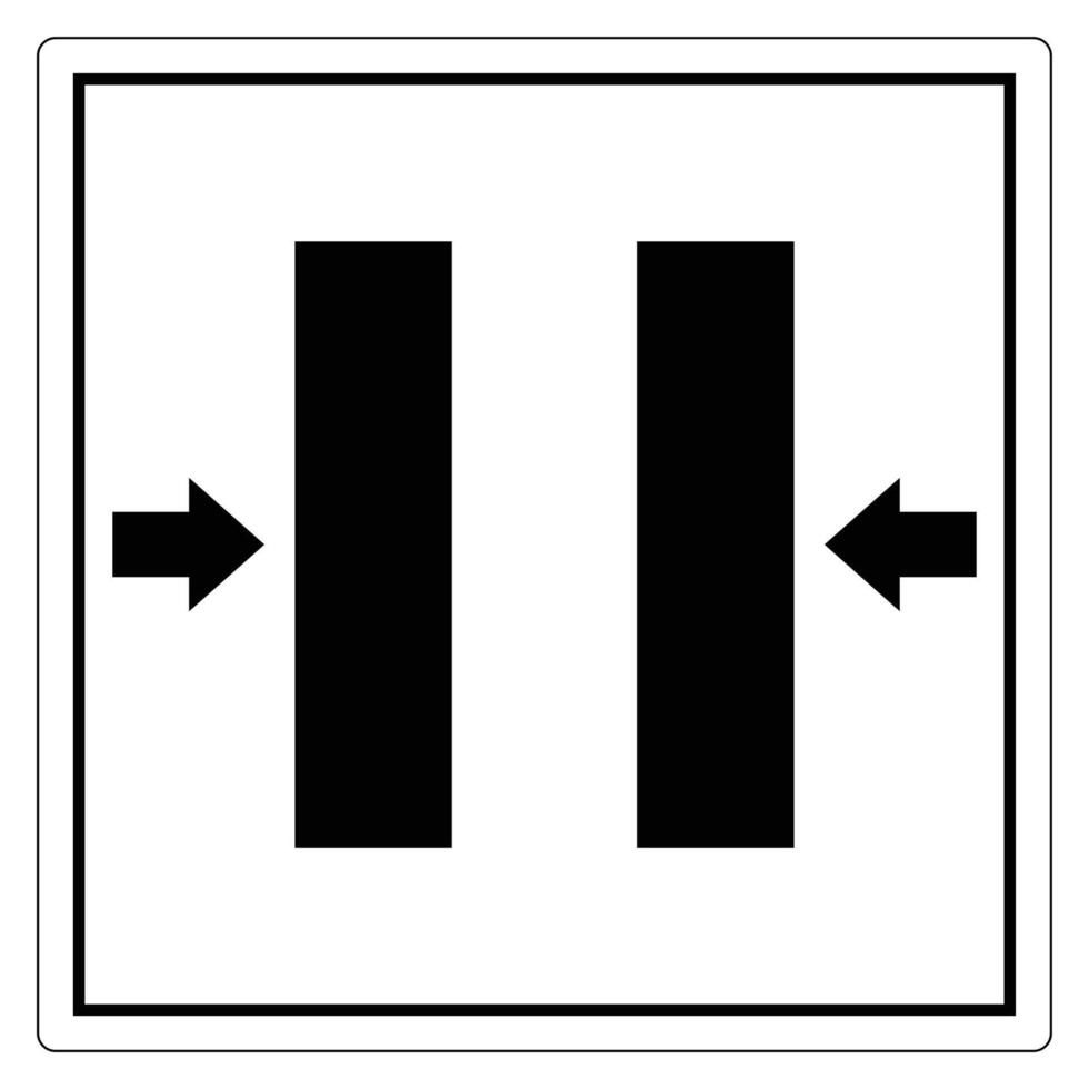Minimalist Symbol of Movement Narrowing in Black and White Sign for Traffic Instructions vector