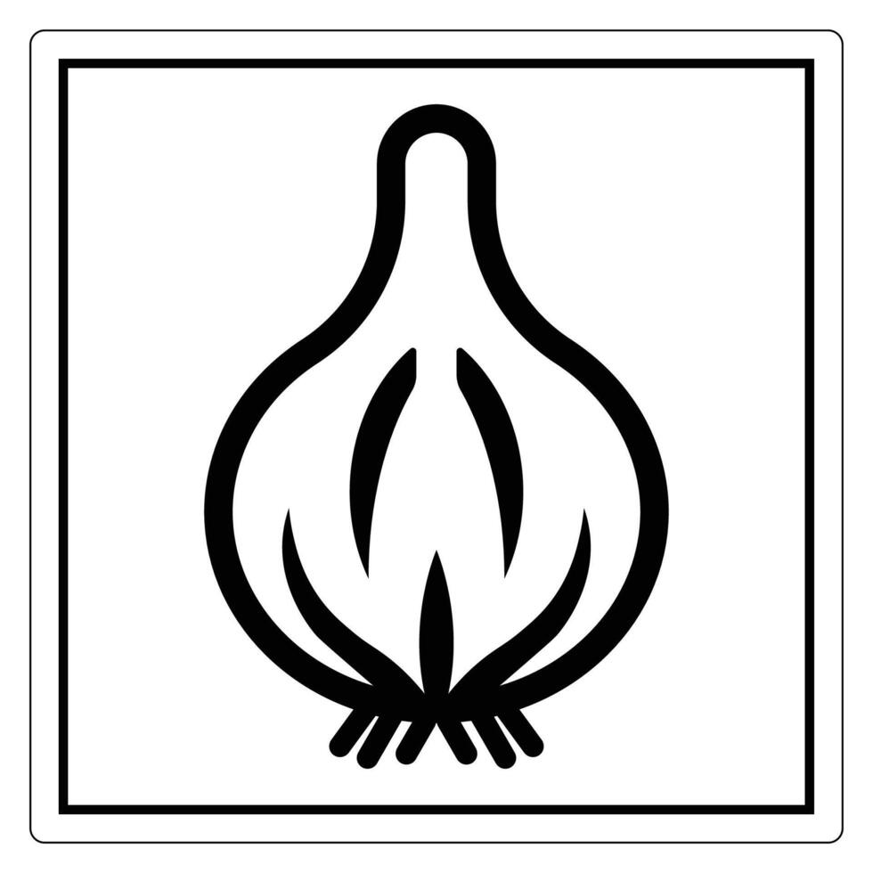 Black and White Minimalist Icon of a Garlic Bulb with Stylized Leaves vector