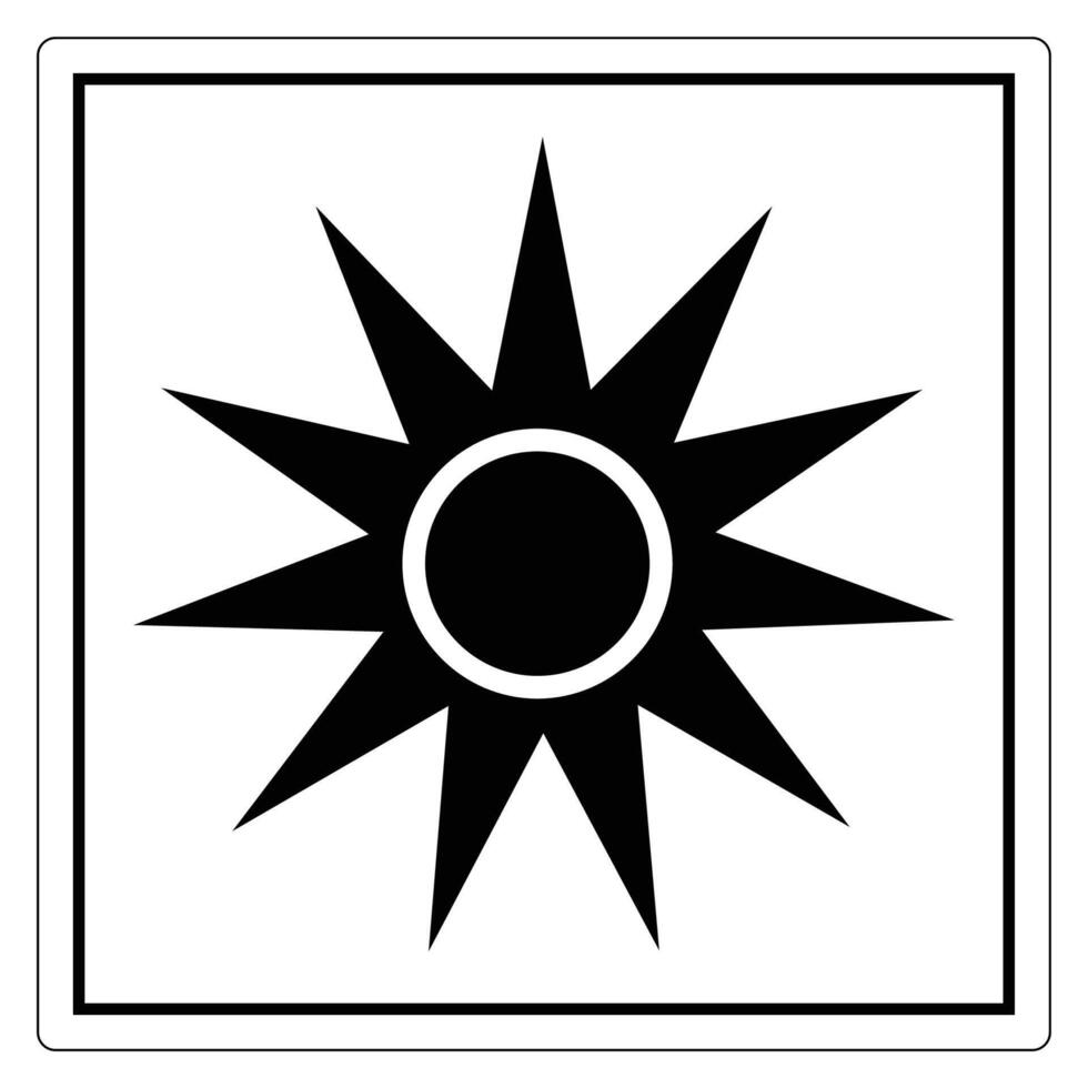 Black and White Sun Symbol with Radiating Rays in Geometric Design vector