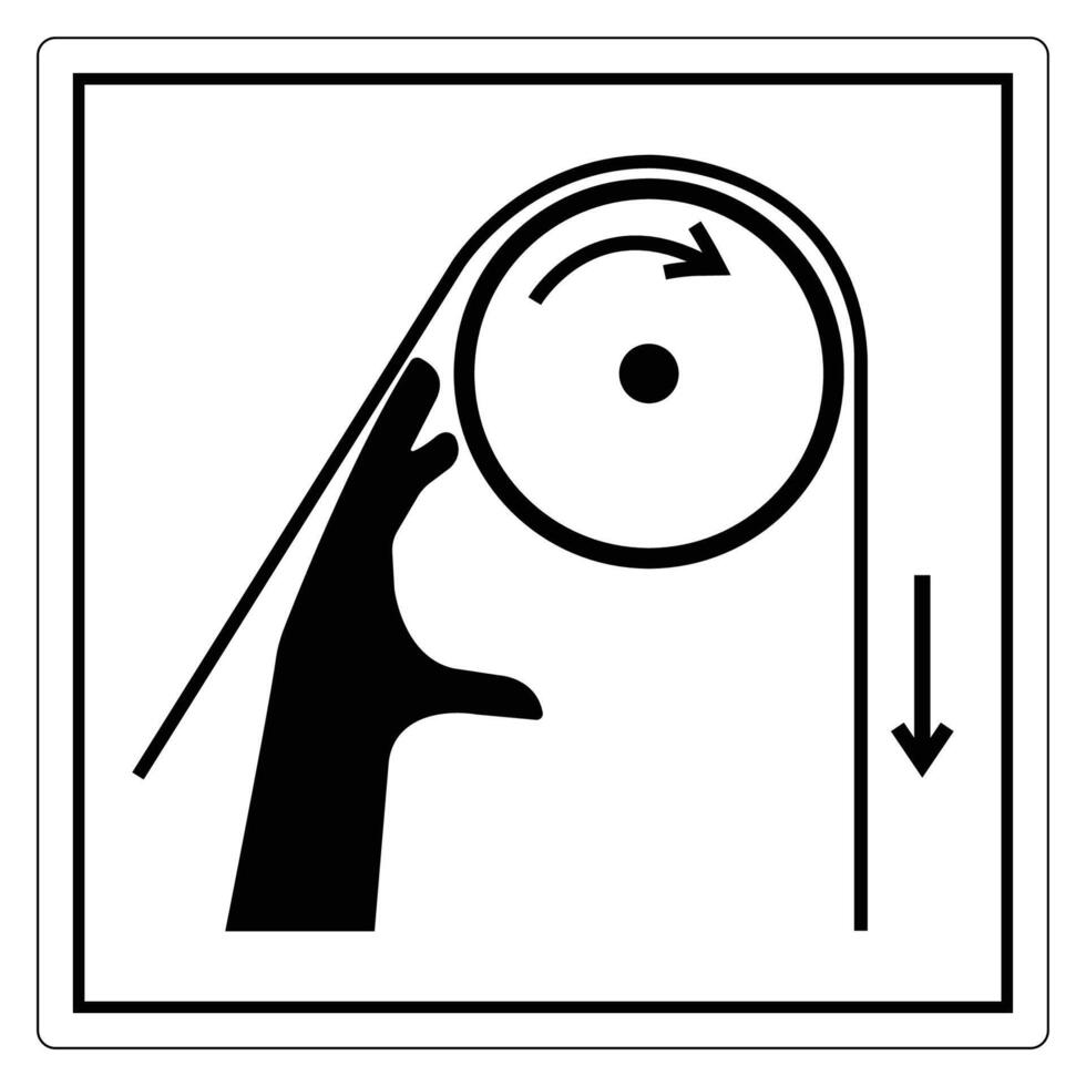 Hand Symbol Illustrating Direction of Roll and Gravity for Safety Signage vector