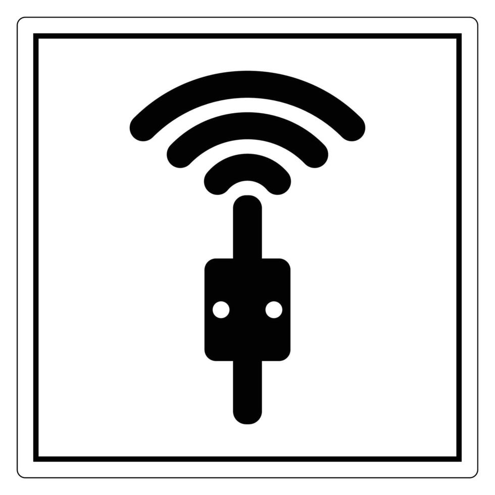 Wireless Signal Icon with Plug Representation for Technology and Connectivity Concepts vector