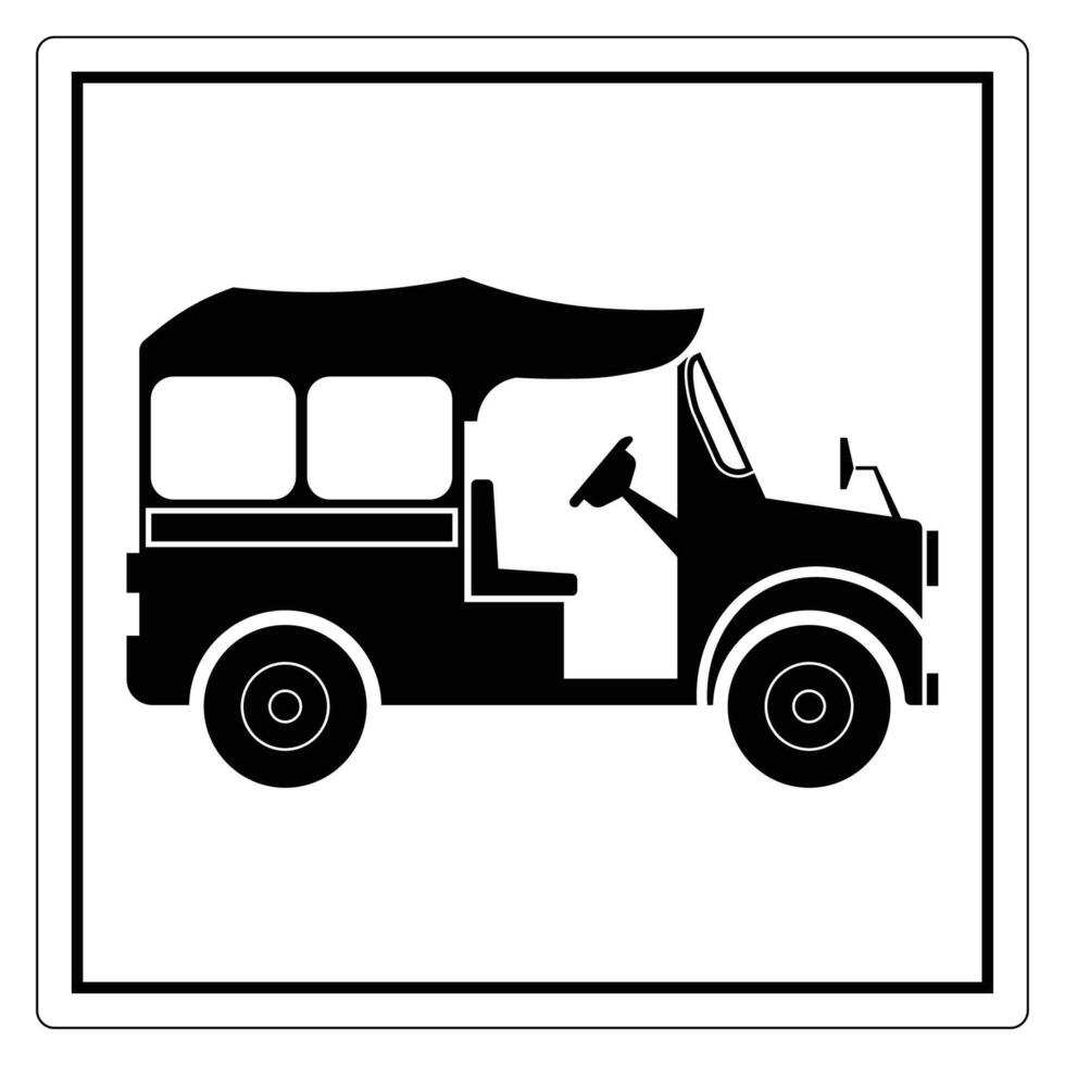 Classic Auto Rickshaw Silhouette Icon in Black and White Design for Transport Themes vector