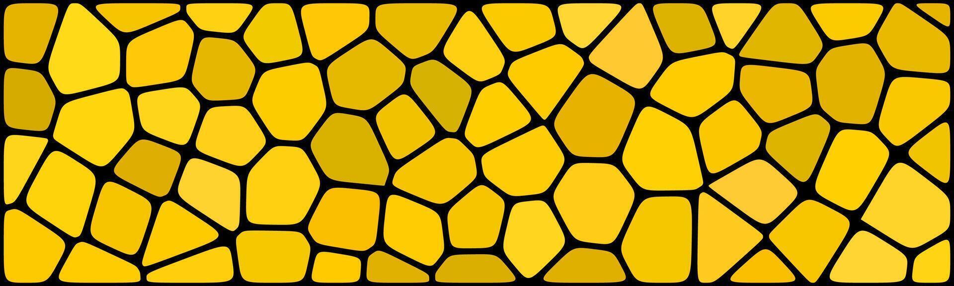 Golden mosaic tile pattern with dark grout lines, creating an abstract, textured background. vector