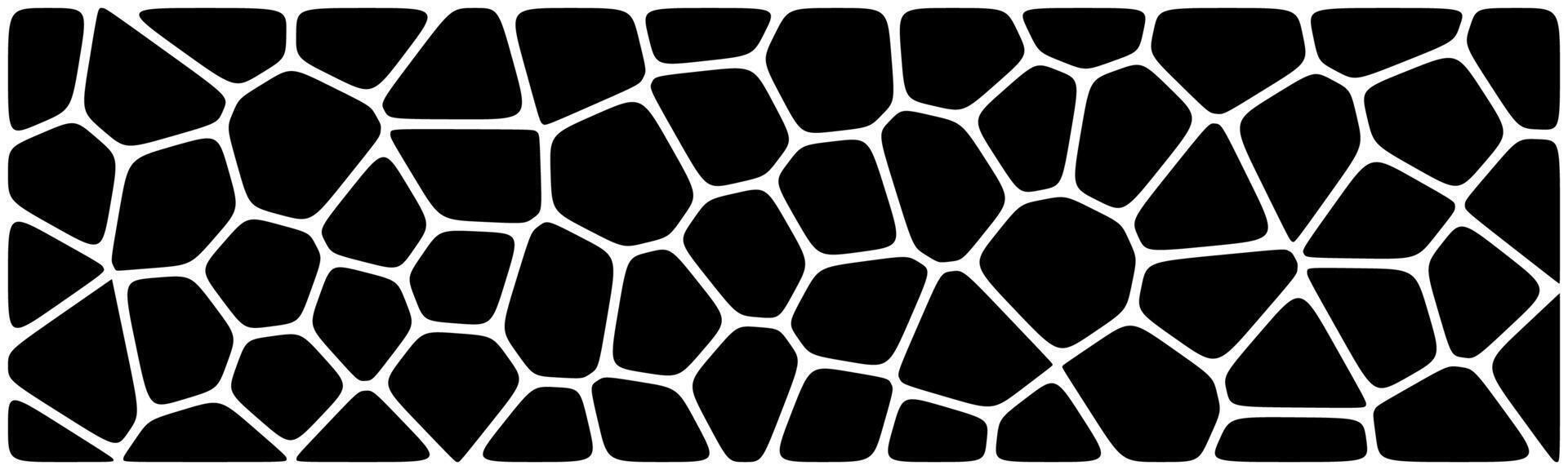 Black abstract mosaic pattern with irregular white outlines forming organic, stone-like shapes. vector
