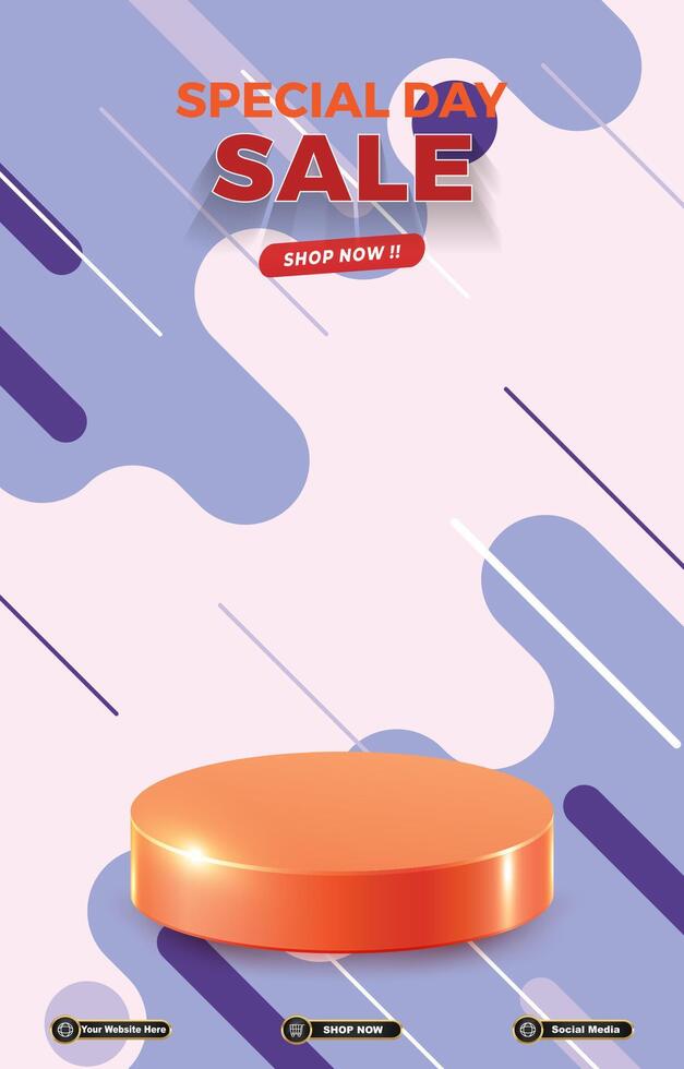 special sale template banner with 3d podium for sale with abstract background design vector