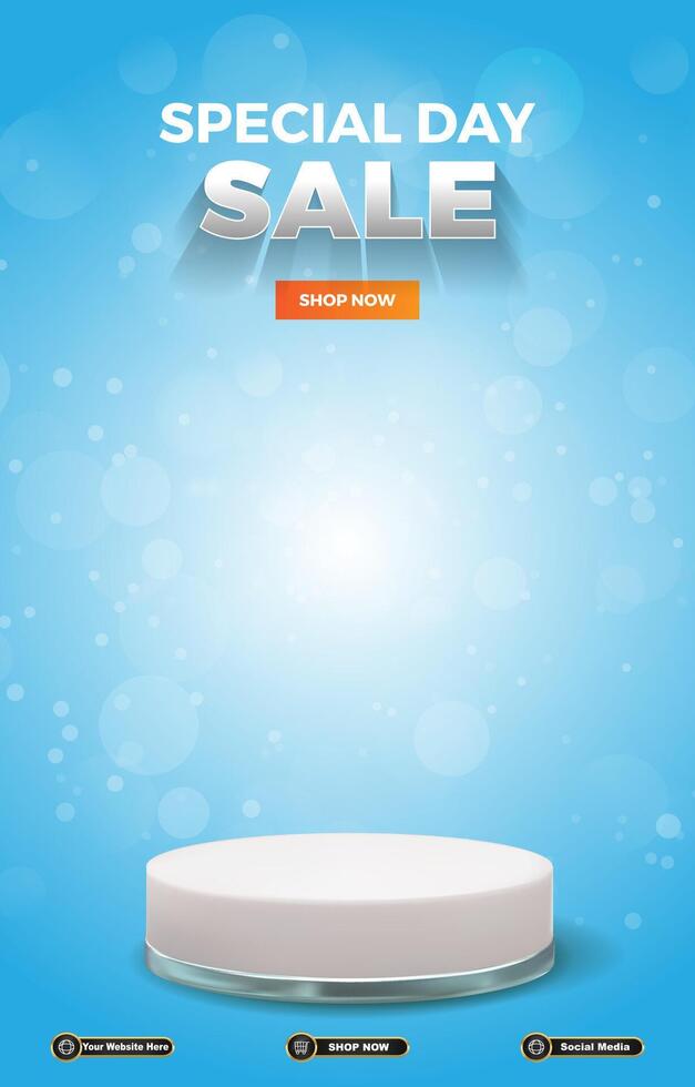 special sale discount portait template banner with blank space 3d podium for social media post product sale with gradient background design vector