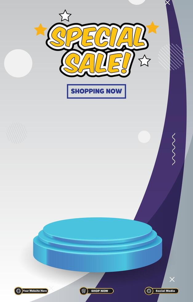 special discount sale template banner with 3d podium for sale with abstract background vector