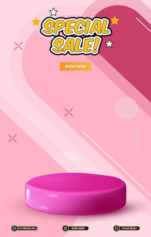 special sale template banner with 3d podium for sale with abstract background vector