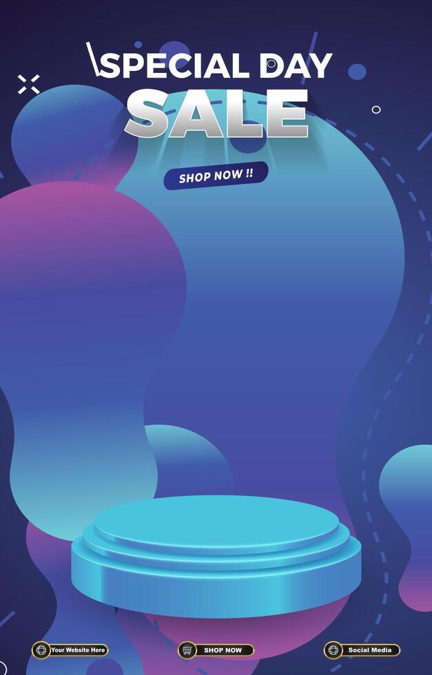 special sale template banner with 3d podium for sale with abstract gradient background design vector
