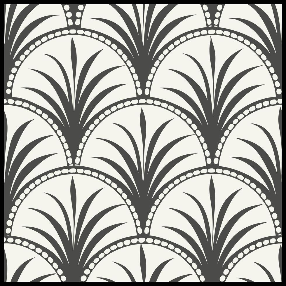 a black and white pattern with palm leaves. vector