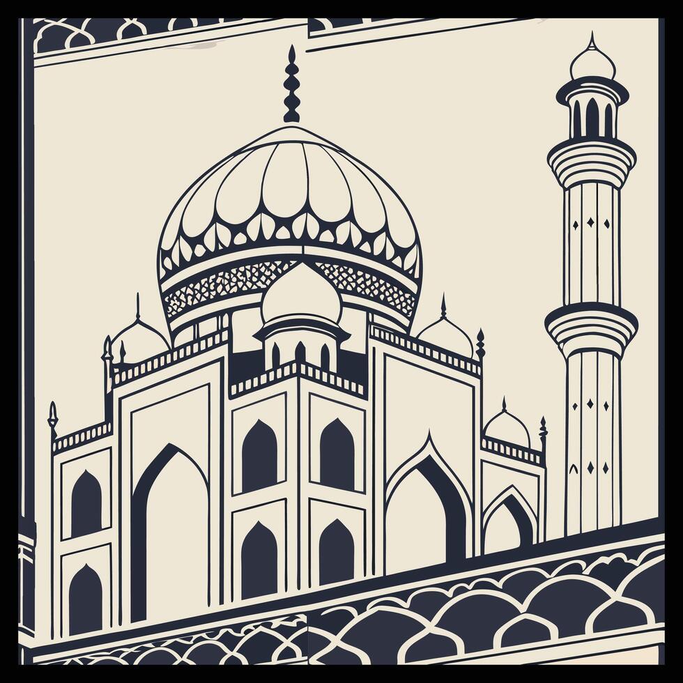 the taj mahal is a famous building in india vector